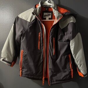 Place orange gray jacket